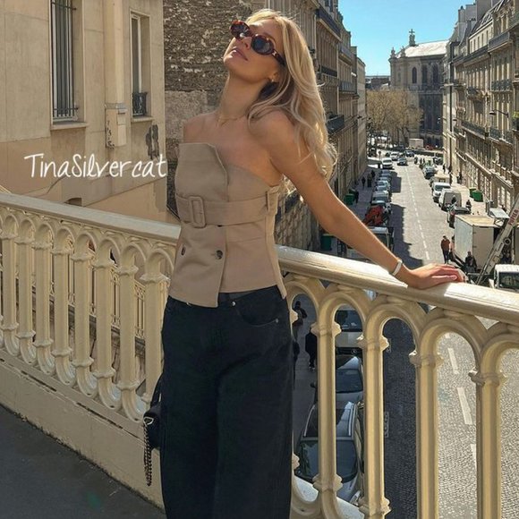 BLOGGER'S FAVE! Zara Belted Gabardine Bustier NWT - Picture 10 of 17